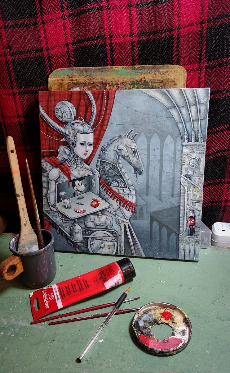 GN ✨🥂 
🎴| 
- 𝗔𝘅𝗶𝘀 𝗜𝗺𝗺𝗼𝗿𝘁𝗮𝗹𝗶𝘀
- Pen, Ink &amp; Acrylic on Canvas
- Reserve: 1 Ξ + Physical <a href="/foundation/">Foundation 🌐</a>
( Need some art lover big balls to run this auction 😎)