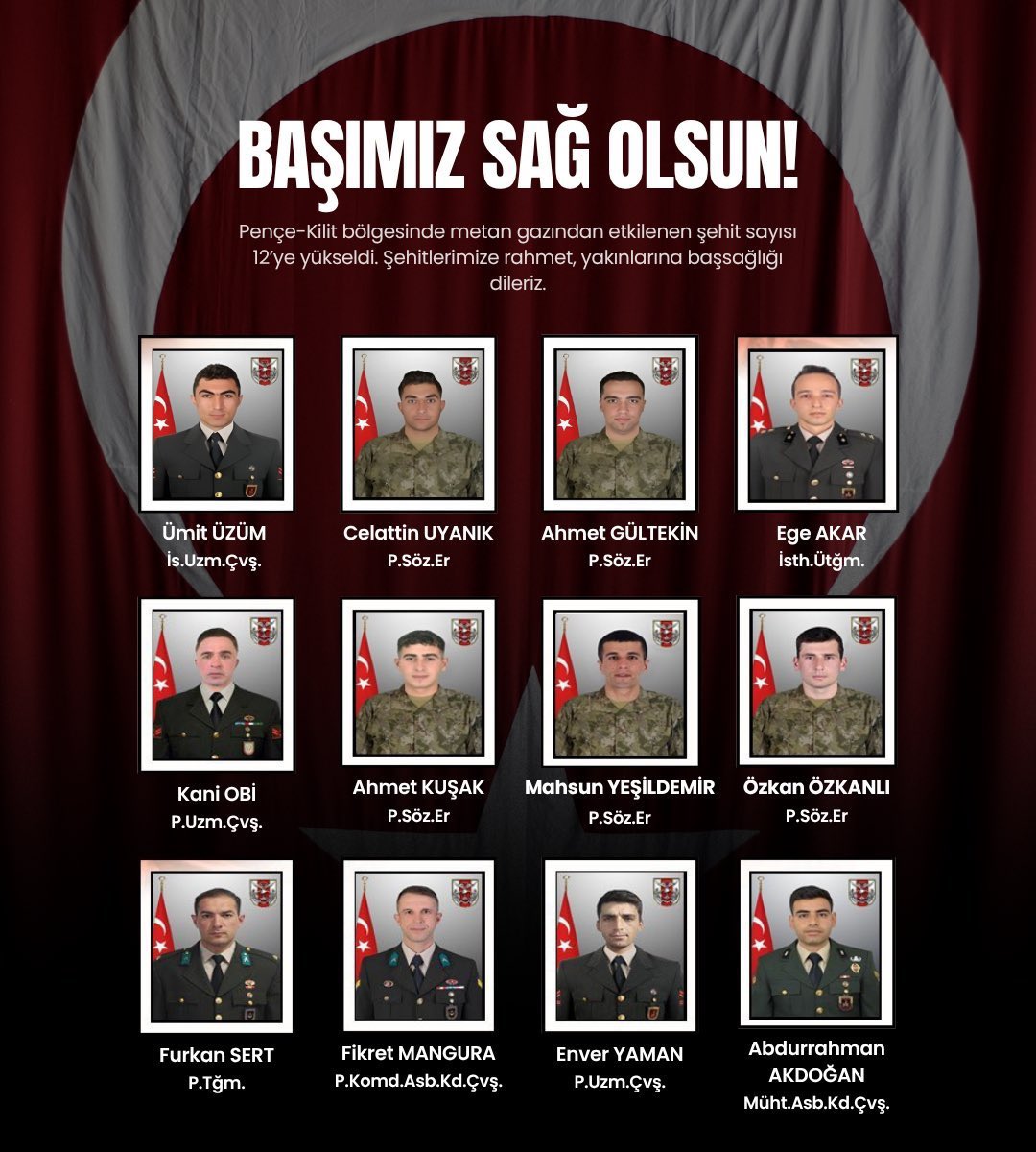 12 şehit. Dağ gibi güzel insanlar,  😔 mekanınız cennet olsun Peygamber efendimize komşu olursunuz inşaAllah amin🤲