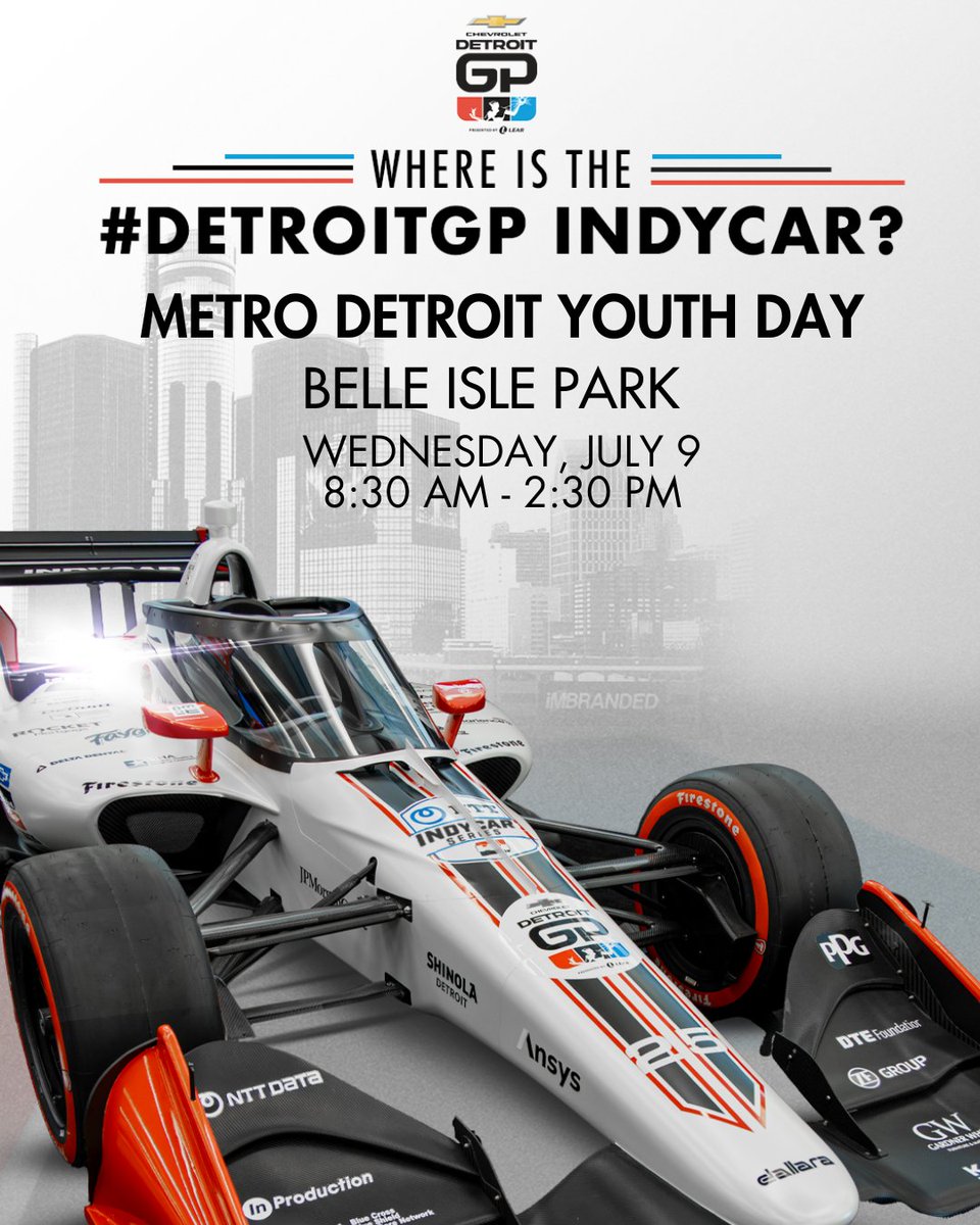 detroitgp's tweet image. The #DetroitGP INDYCAR will be on display at Metro Detroit Youth Day on Wednesday, July 9, near Scott Fountain on Belle Isle from 8:30 AM to 2:30 PM. Stop by for a photo and experience this Detroit tradition that brings our community together.
#WeDriveDetroit