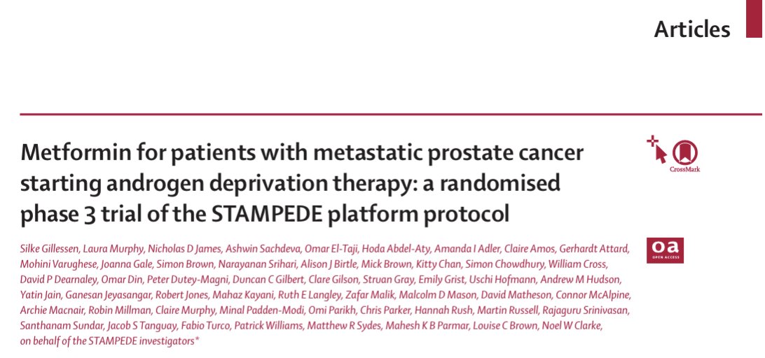 Metformin did not boost survival in metastatic hormone-sensitive prostate cancer. 
It did ease ADT’s metabolic side effects. 
Not a game-changer, but still some hope for patient quality of life. #Oncology 
With very nice editorial by <a href="/ggebraelmd/">Georges Gebrael</a> <a href="/chadihcmd/">Chadi Hage Chehade</a> and <a href="/neerajaiims/">Neeraj Agarwal, MD, FASCO</a>