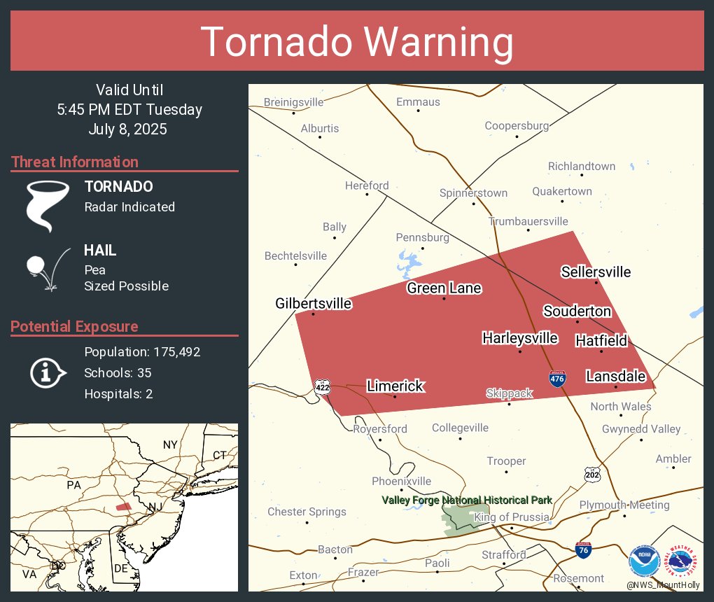 Tornado Warning including Lansdale PA, Harleysville PA and  Kulpsville PA until 5:45 PM EDT