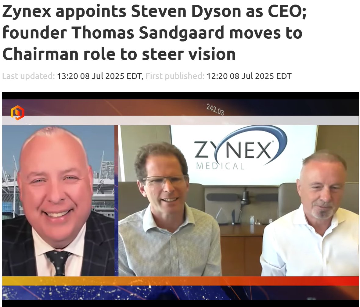Zynex, Inc. (Nasdaq: ZYXI) appoints Steven Dyson as CEO; founder Thomas Sandgaard transitions to the Chairman role to steer the vision.

Zynex Inc. announced a significant leadership transition as Founder and longtime CEO Thomas Sandgaard steps into the role of Chairman of the