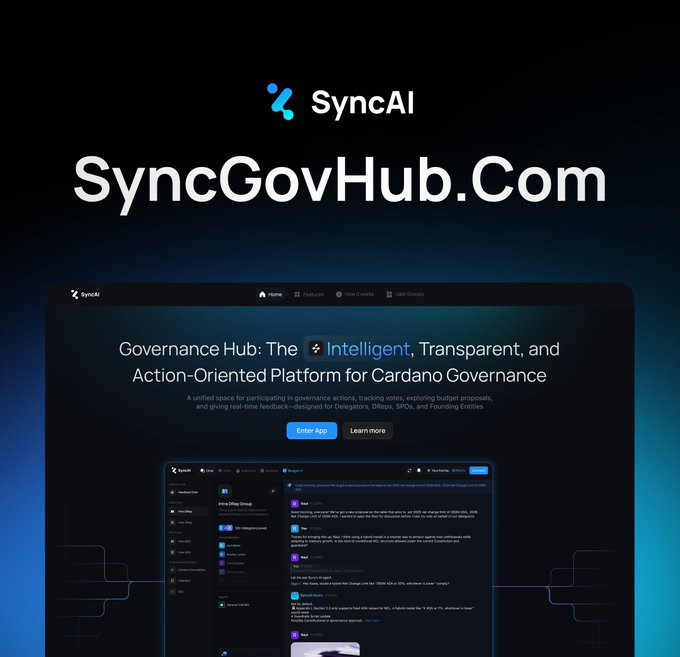 SyncAI_Network's tweet image. Cardano governance tools are getting sexier 😎
SyncGovHub is designed to:
→ make finding DReps easy
→ provide you with unparalleled insights and analytics
→ give you real-time access to your DRep and SPO via live chat
🔌 Powered by AI
Several API Integrations are…
