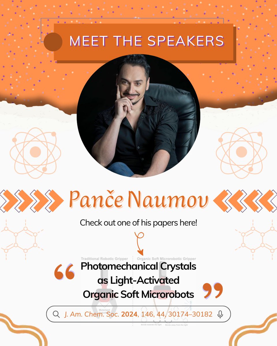 ICCOSS 2025 (@iccoss2025) on Twitter photo 🎙 Meet <a href="/Pance_Naumov/">Panče Naumov, PhD ACSF FRSC</a>, invited speaker at ICCOSS 2025!
He explores adaptive crystals and smart materials that move, reshape, or self-heal, bridging chemistry and advanced technologies.
📍 Playa del Carmen | 🗓 July 13–18
📩 iccoss2025@iquimica.unam.mx 🎙 Meet <a href="/Pance_Naumov/">Panče Naumov, PhD ACSF FRSC</a>, invited speaker at ICCOSS 2025!
He explores adaptive crystals and smart materials that move, reshape, or self-heal, bridging chemistry and advanced technologies.
📍 Playa del Carmen | 🗓 July 13–18
📩 iccoss2025@iquimica.unam.mx