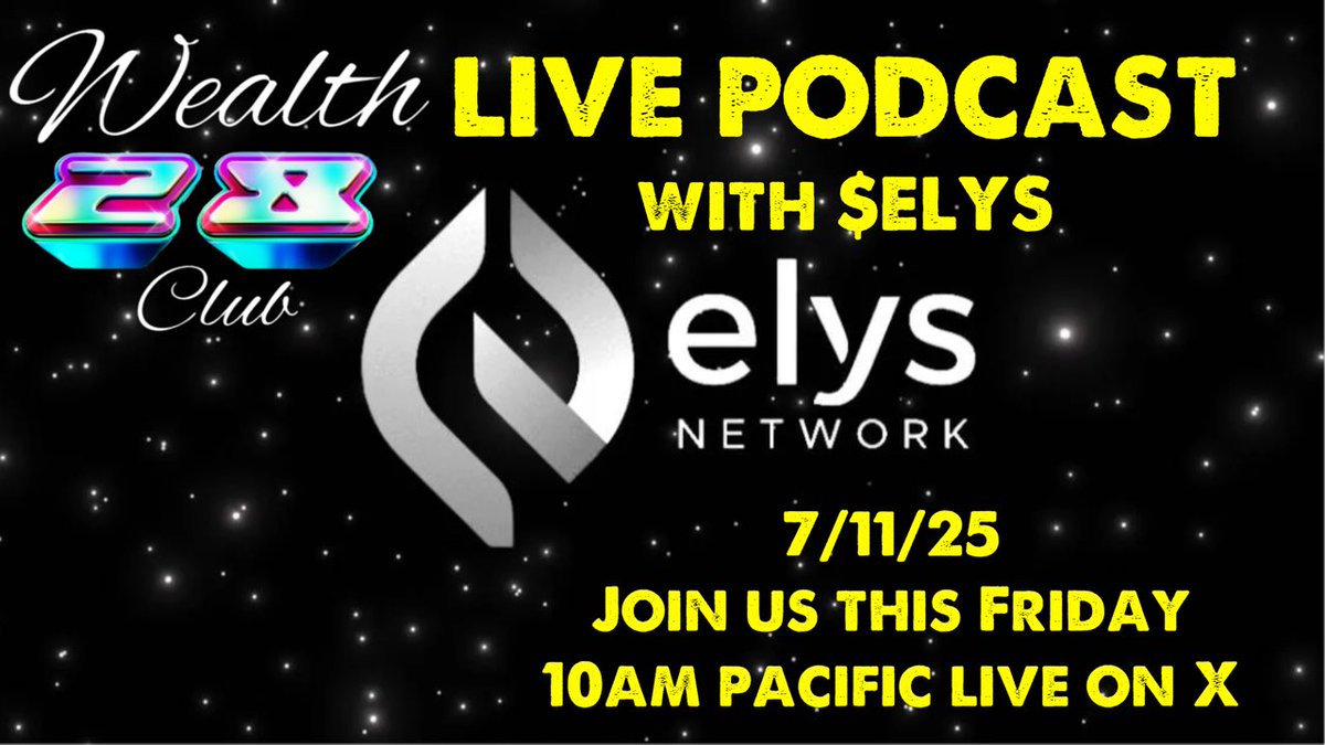 Mr.AquaMan.33𝕏 (@mraquaman33) on Twitter photo 🌟 **Wealth28 Live Podcast!** 🌟
Join us this Friday at 10AM Pacific for a live podcast on X! 🎙️ Myself and <a href="/CDemanincor/">Cypress Demanincor</a> will be hosting our
GUEST: <a href="/elys_network/">Elys Network</a>, diving into #DeFi questions and how our $XRP can earn us yield. 🚀 Don’t miss it!
#WealthClub #LivePodcast 🌟 **Wealth28 Live Podcast!** 🌟
Join us this Friday at 10AM Pacific for a live podcast on X! 🎙️ Myself and <a href="/CDemanincor/">Cypress Demanincor</a> will be hosting our
GUEST: <a href="/elys_network/">Elys Network</a>, diving into #DeFi questions and how our $XRP can earn us yield. 🚀 Don’t miss it!
#WealthClub #LivePodcast