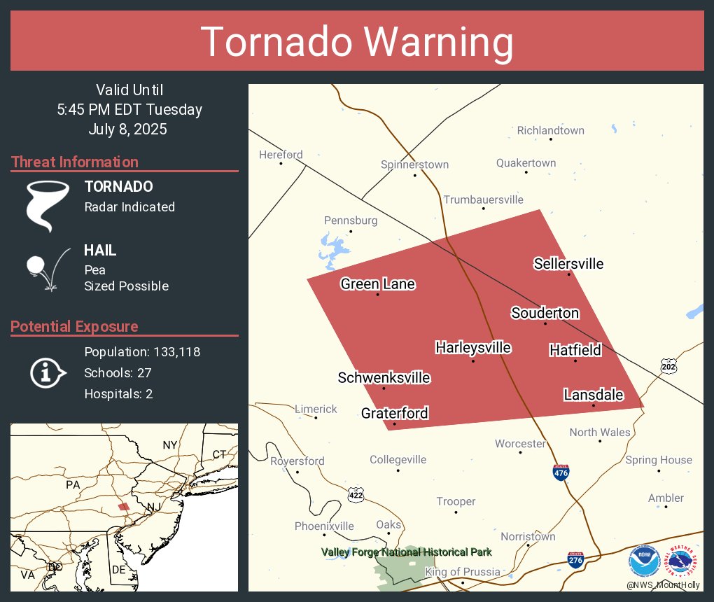 Tornado Warning continues for Lansdale PA, Harleysville PA and  Kulpsville PA until 5:45 PM EDT