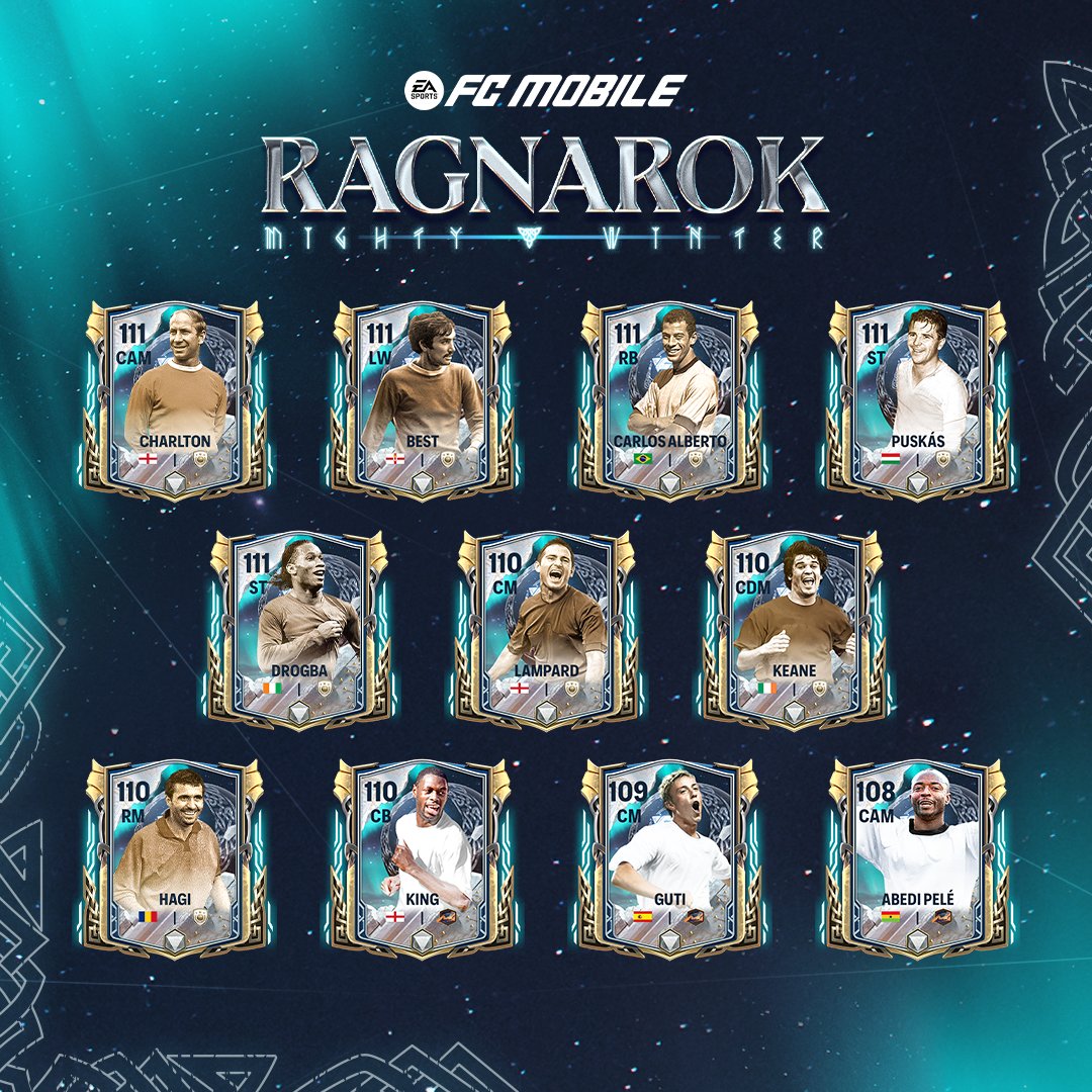 EASFCMOBILE's tweet image. Dive into the realms of Ragnarok: Mighty Winter and boost your team with 111 OVR Players. 🔮
Landing in #FCMobile, Thursday UTC.