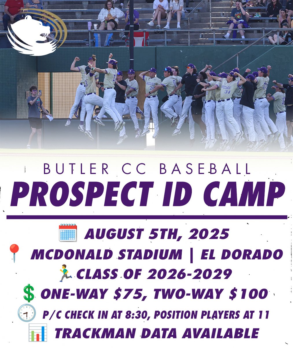 Butler Grizzlies (@butlergrizzlies) on Twitter photo Looking to get on the radar of the <a href="/Buco_Baseball/">Butler Baseball</a> coaching staff? ⚾️
Come out to the Grizzlies Prospect ID Camp on August 5th!
Sign Up and Hold Your Spot: tinyurl.com/39wma6rz Looking to get on the radar of the <a href="/Buco_Baseball/">Butler Baseball</a> coaching staff? ⚾️
Come out to the Grizzlies Prospect ID Camp on August 5th!
Sign Up and Hold Your Spot: tinyurl.com/39wma6rz