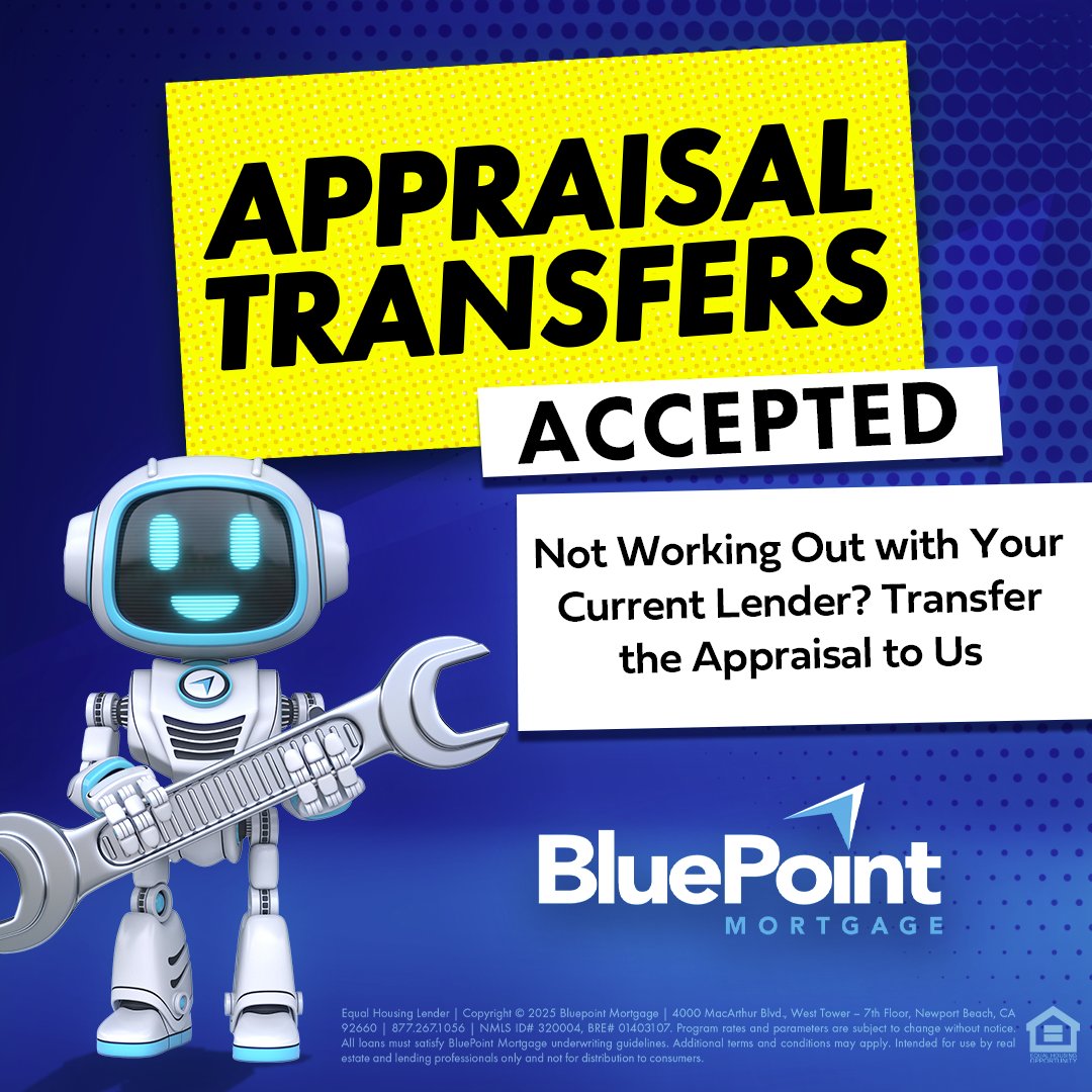 BluePointMTG.com 👉Appraisal transfers accepted. 🛠️ Not working out with your current lender? Send it to BluePoint and close with confidence.
#NonQM #DSCR #SelfEmployedBorrowers #Loan #FHA #Conventional #FTHB #Downpaymentassistance #zerodown #housing #mortgage #mortgage