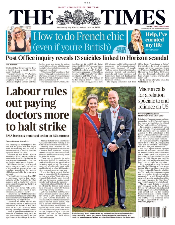 Labour rules our paying doctors more to halt strike. How long before they u-turn? Any guesses.
#TomorrowsPapersToday