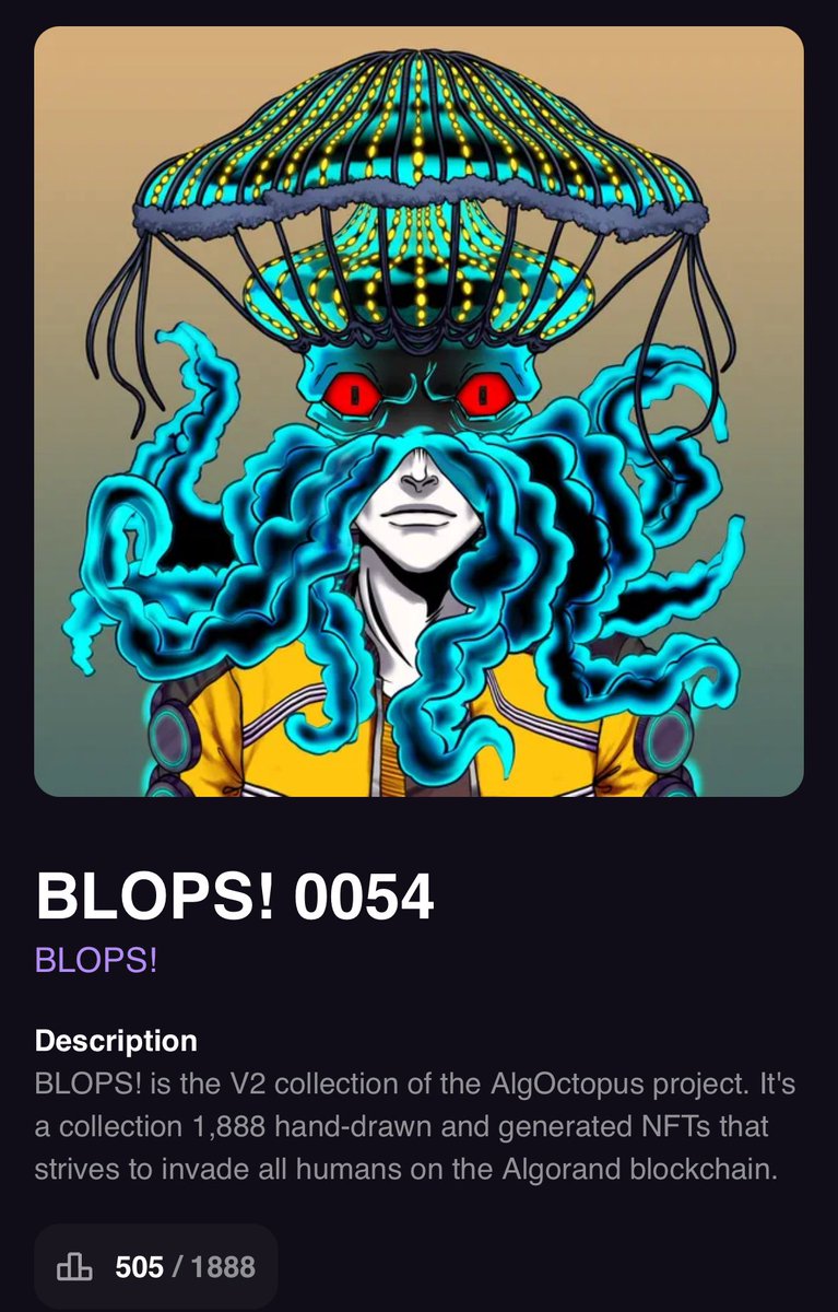 famversedotxyz's tweet photo. 🧠🔵 Just minted BLOPS! #0054 from the V2 wave of @AlgOctopus 🐙
The invasion is glowing stronger.
#NFT #AlgorandNFT #BLOPS #AlgoFam #AIart #handdrawn #Web3Art