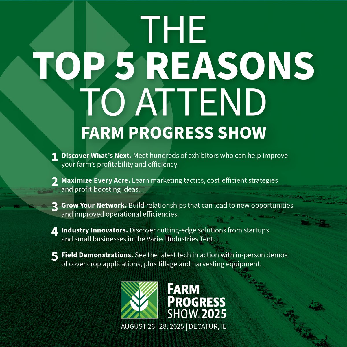 Discover what's next: Meet top exhibitors, maximize profits, grow your network and see the latest tech in action. #FPS25 

Get tickets today: farmprogressshow.com/en/attend/buy-…