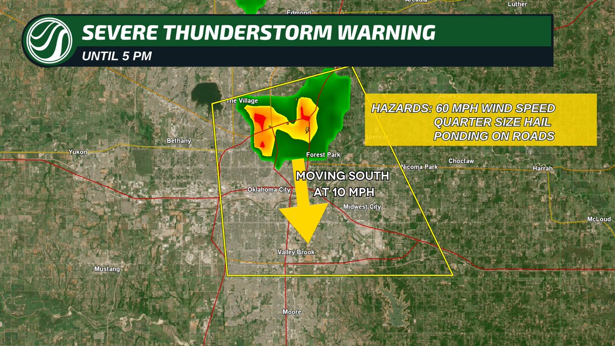 SEVERE THUNDERSTORM WARNING issued just in time for the evening commute... and this one is a SLOW MOVER!

#OKWX