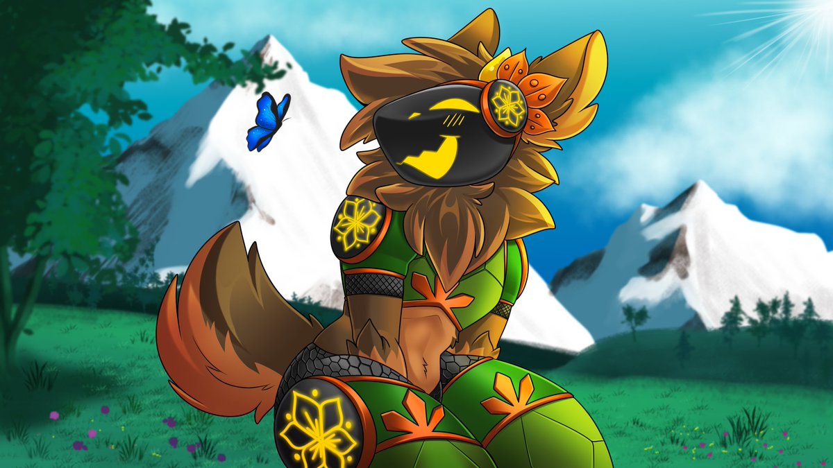 A beautiful and peaceful day out in the wilds, Zinnia finds himself stroll ing around the woods until he ends up on the meadows with a beautiful view over the mountains. This is where he finds happiness. 🌿❤️