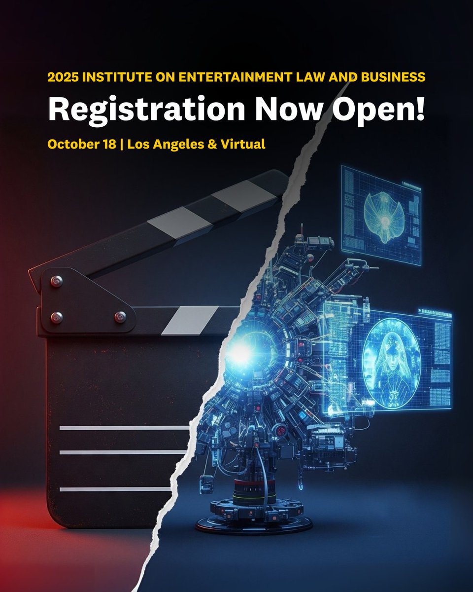 USC Gould Continuing Legal Education (@uscgouldcle) on Twitter photo Registration is open for the 2025 <a href="/USCGouldLaw/">USC Gould Law</a> - <a href="/bhba/">BeverlyHillsBarAssociation</a> Institute on Entertainment Law and Business! Join top attorneys and execs at USC on Oct. 18 for expert-led panels on the legal and business issues shaping the entertainment industry.
Register: gould.law/IELB Registration is open for the 2025 <a href="/USCGouldLaw/">USC Gould Law</a> - <a href="/bhba/">BeverlyHillsBarAssociation</a> Institute on Entertainment Law and Business! Join top attorneys and execs at USC on Oct. 18 for expert-led panels on the legal and business issues shaping the entertainment industry.
Register: gould.law/IELB