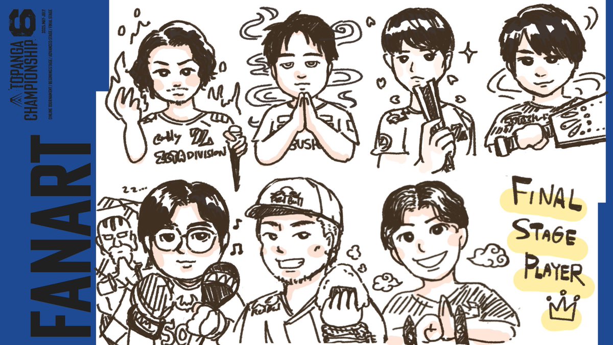 yukakuramoti's tweet photo. 今週末は #トパチャン ファイナルステージ！！7選手全員描けました！似たかな！？🥺

#トパチャンファンアート
#格ゲーマー日常まんが https://t.co/UR1ryhO0PR