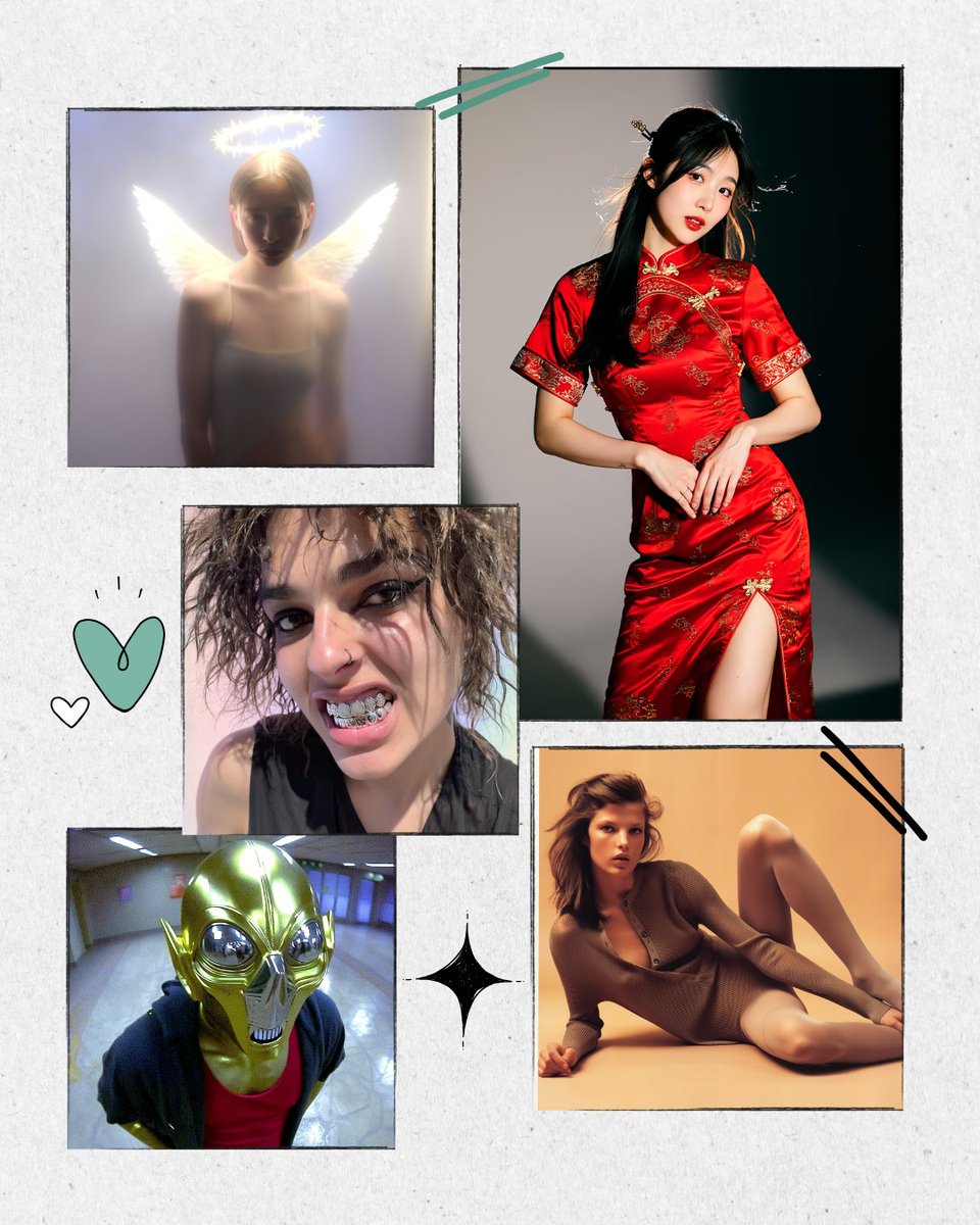 I've been trying out <a href="/higgsfield_ai/">Higgsfield AI 🧩</a> 's 10 new Soul presets and they're amazing. Here are a few examples, I'll post one of my favorites (Object Makeup) a bit later, hope you like it!
Angel Wings / Spotlight / Grillz Selfie / CCTV / 90's Editorial 🔖