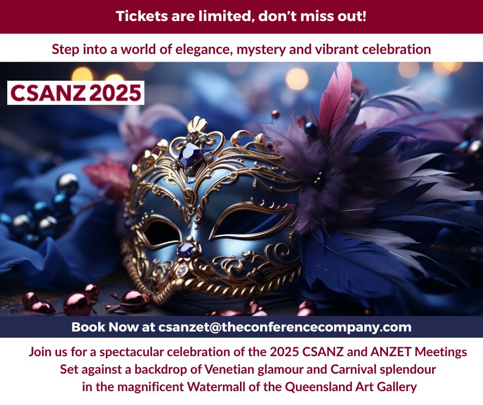 CSANZ (@thecsanz) on Twitter photo A perfect opportunity to get the team together for networking and getting to know the all the experts at #CSANZ2025 #ANZET25
β¨ Don your finest costume or select a mask at the door.
π± Already registered?π
csanzet@theconferencecompany.com to add it on
Don't miss out! A perfect opportunity to get the team together for networking and getting to know the all the experts at #CSANZ2025 #ANZET25
β¨ Don your finest costume or select a mask at the door.
π± Already registered?π
csanzet@theconferencecompany.com to add it on
Don't miss out!