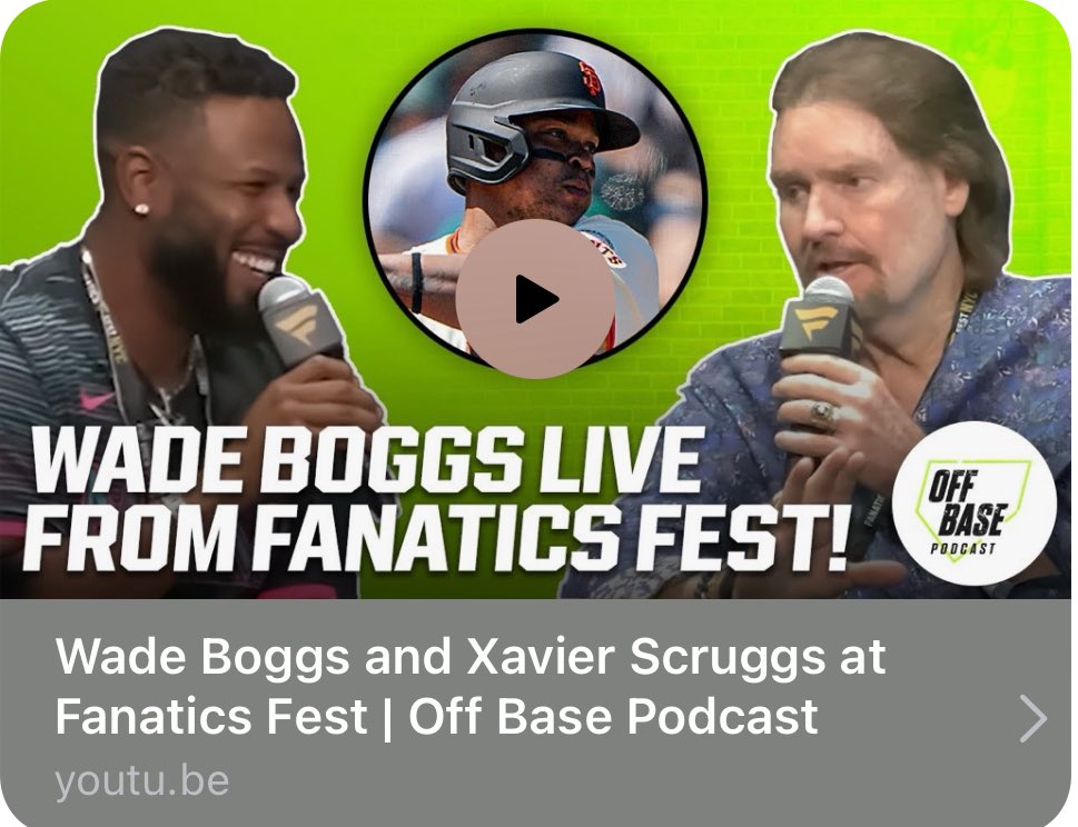Richard Davis PA-C (@boggs328) on Twitter photo An absolute honor to be mentioned Mr Boggs while doing an interview. I am flabbergasted and grinning ear-to-ear. Thank you so much. ๐ช๐ป See you in August at <a href="/TheBoggsTavern/">TheBoggsTavern</a>! ๐๐๐๐โพ๏ธ <a href="/ChickenMan3010/">Wade Boggs</a> <a href="/Fanatics/">Fanatics</a>
Wade Boggs and Xavier Scruggs at Fanatics Fest | Off Base Podcast An absolute honor to be mentioned Mr Boggs while doing an interview. I am flabbergasted and grinning ear-to-ear. Thank you so much. ๐ช๐ป See you in August at <a href="/TheBoggsTavern/">TheBoggsTavern</a>! ๐๐๐๐โพ๏ธ <a href="/ChickenMan3010/">Wade Boggs</a> <a href="/Fanatics/">Fanatics</a>
Wade Boggs and Xavier Scruggs at Fanatics Fest | Off Base Podcast