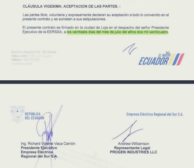 Fausto Yépez (@faustoyepez) on Twitter photo 🚩PROGEN lo volvió a hacer
Aparece un tercer contrato incumplido por parte de la firma estadounidense.
Firmado por USD 20 millones, la Eléctrica Regional de Loja le adelantó USD 14 millones. 5 meses de retraso y nada.
Detalles hoy por <a href="/teleamazonasec/">Teleamazonas</a> 🚩PROGEN lo volvió a hacer
Aparece un tercer contrato incumplido por parte de la firma estadounidense.
Firmado por USD 20 millones, la Eléctrica Regional de Loja le adelantó USD 14 millones. 5 meses de retraso y nada.
Detalles hoy por <a href="/teleamazonasec/">Teleamazonas</a>
