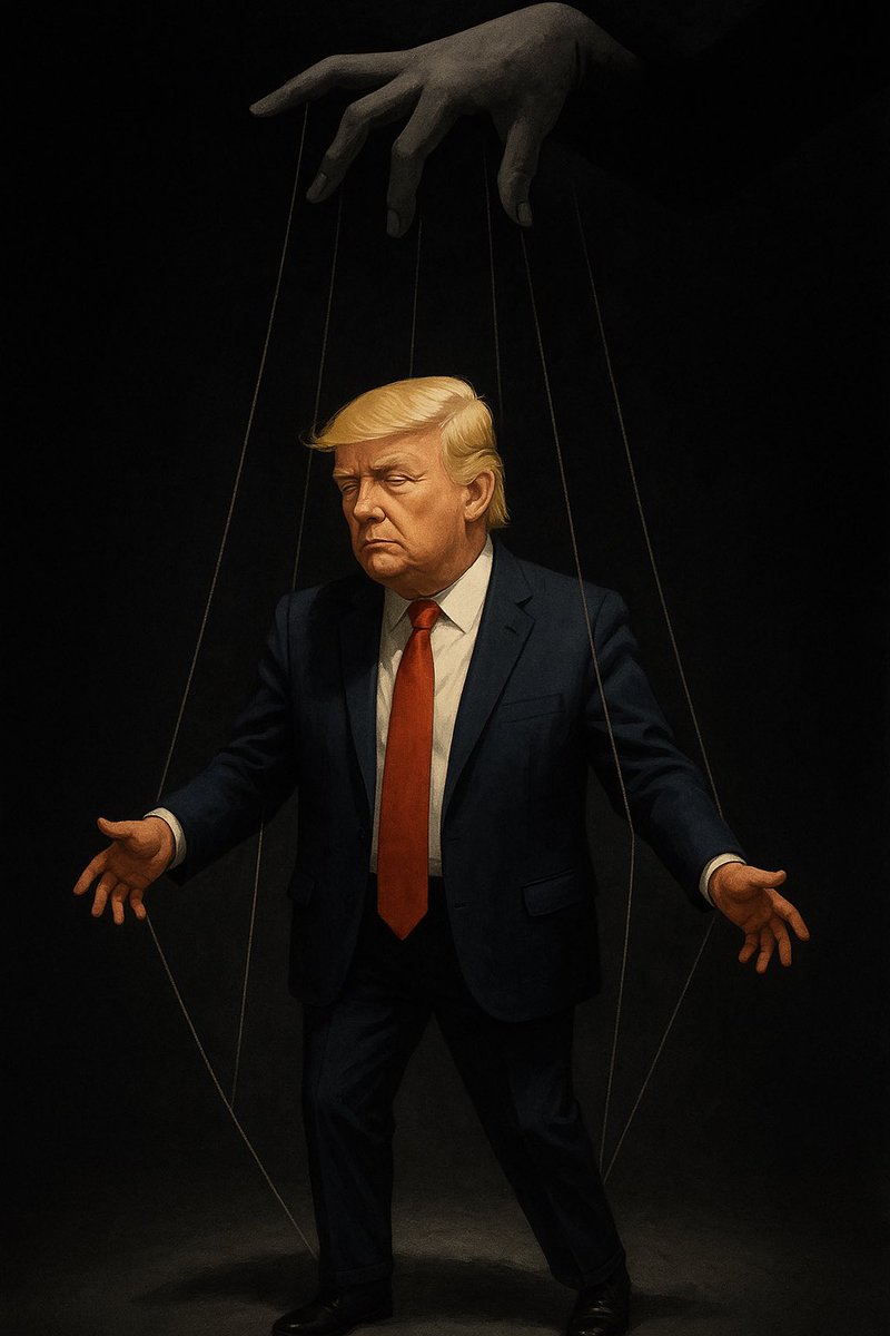 ccraass's tweet photo. Let’s STOP pretending. 
The real boss of the USA isn’t the one in White House, he’s a marionette.
Bibi says jump, Washington asks how high.
Sovereignty?  Sold.  👏🏽 #Trump