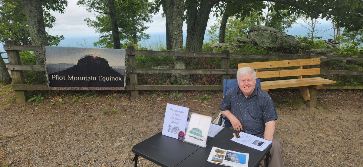 FromTheKelv's tweet image. Went gathering stories for my oral history book on Pilot Mountain the last few days. Yona FrenchHawk returned to continue the summer solstice ceremony that was very moving. Kathy George took the image of Yona at the overlook while birds flew right over our heads.