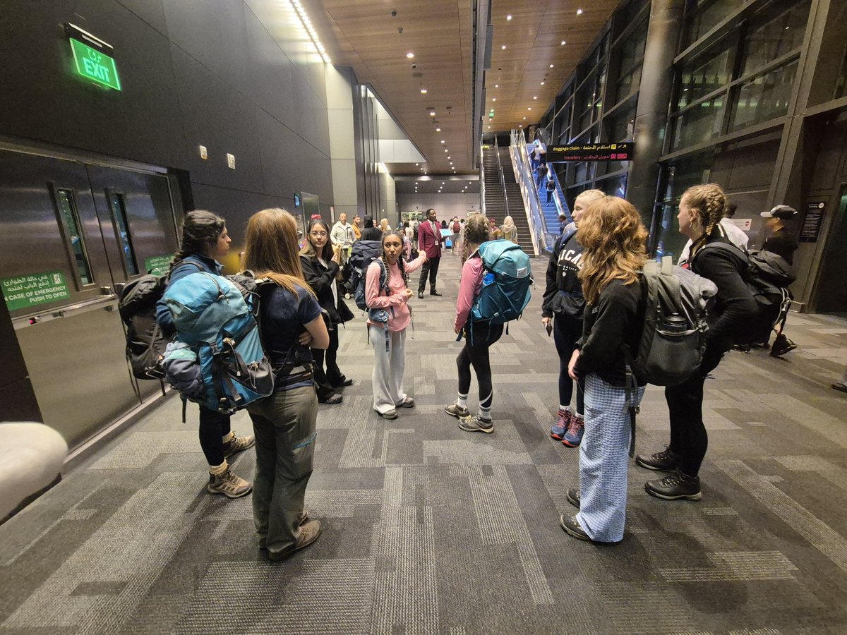 Safely in Doha - student team leaders are now making a decision about where to head for our next flight ✈️ 👏 great independence from the girls!