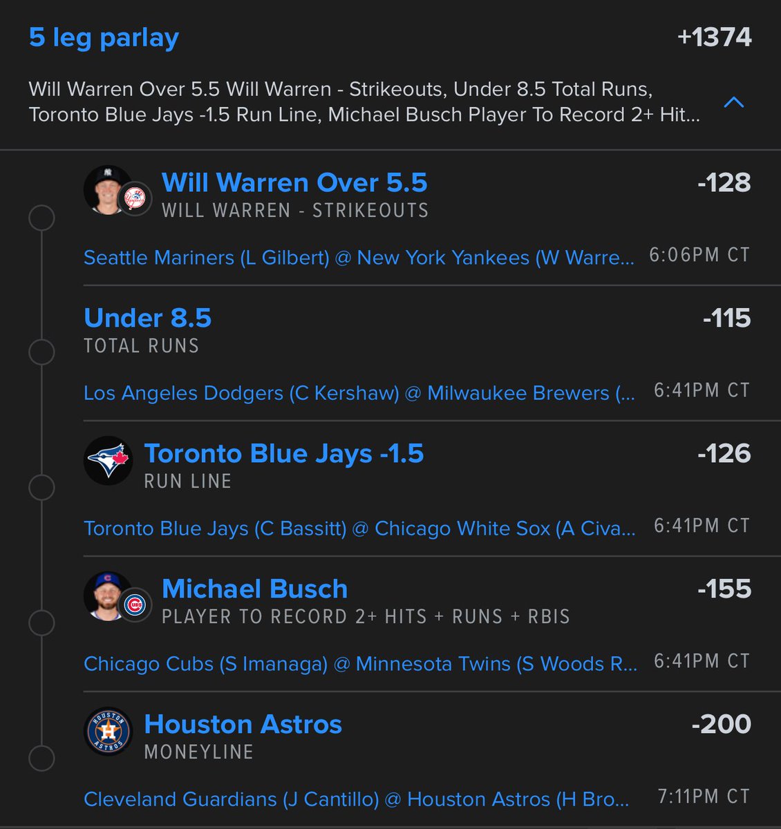 MLB parlay for the evening.

Who’s tailing?! 🔥🔥