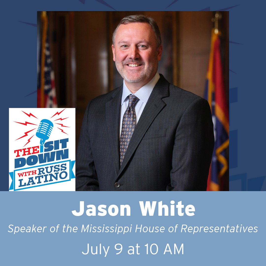 MSPublicBroadcasting (@mpbonline) on Twitter photo The Sit Down with <a href="/RussLatino/">Russ Latino</a> will feature Speaker of the Mississippi House of Representatives, <a href="/JasonWhiteMS/">Jason White</a>, as a guest to discuss preparations for the 2026 legislative session.
Tune in tomorrow, July 9, at 10 a.m. to MPB Think Radio or YouTube to join the conversation live, The Sit Down with <a href="/RussLatino/">Russ Latino</a> will feature Speaker of the Mississippi House of Representatives, <a href="/JasonWhiteMS/">Jason White</a>, as a guest to discuss preparations for the 2026 legislative session.
Tune in tomorrow, July 9, at 10 a.m. to MPB Think Radio or YouTube to join the conversation live,