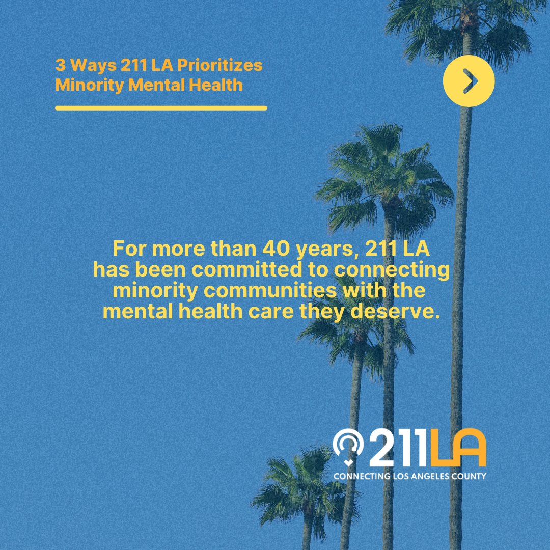 211LACounty's tweet image. In one of the world’s most diverse cities, equitable access matters. 📲 Swipe to see how 211 LA is bridging the gap.

Need help today? Dial 2-1-1 or visit 211la.org. #BIPOC #MentalHealthMatters