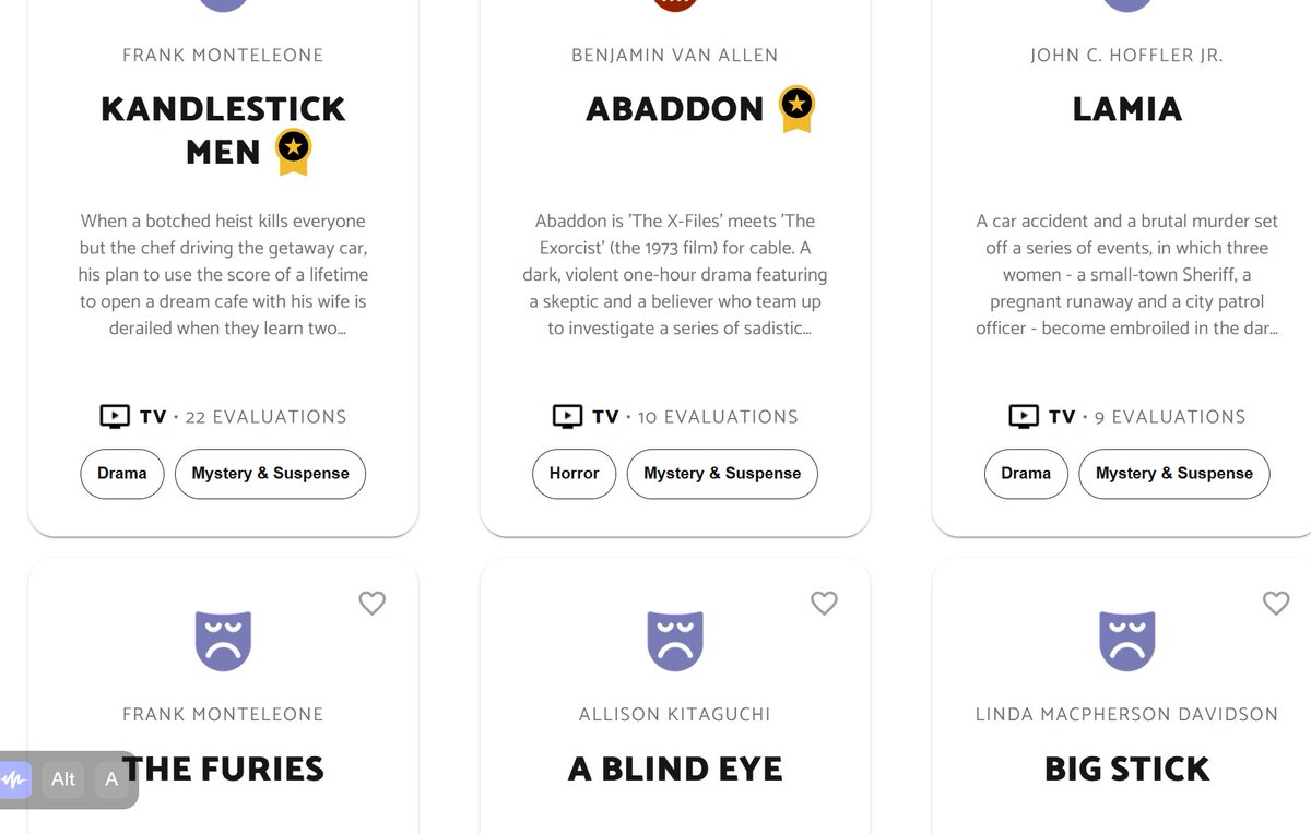 I need a self-indulgant 'atta-boy,' so here it is: There are 60 One-Hour Crime Thriller Pilots available for Download on The Black List website. Kandlestick Men is still rated as #1 of those 60 by Black List evaluators. The Furies is still #4. With so many great scripts and