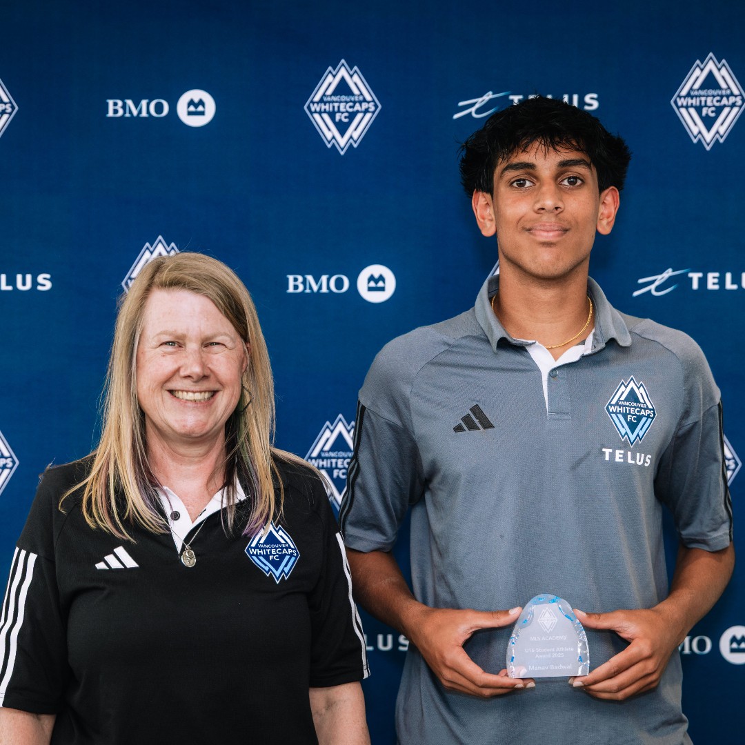 WFCAcademy's tweet image. Congratulations to our 2025 #BMO Academy Student-Athletes of the Year! 🙌
Manav Badwal (U16) and Trystan Read (U18) are being recognized for their outstanding academics and positive impact in the community. 💙
#VWFC