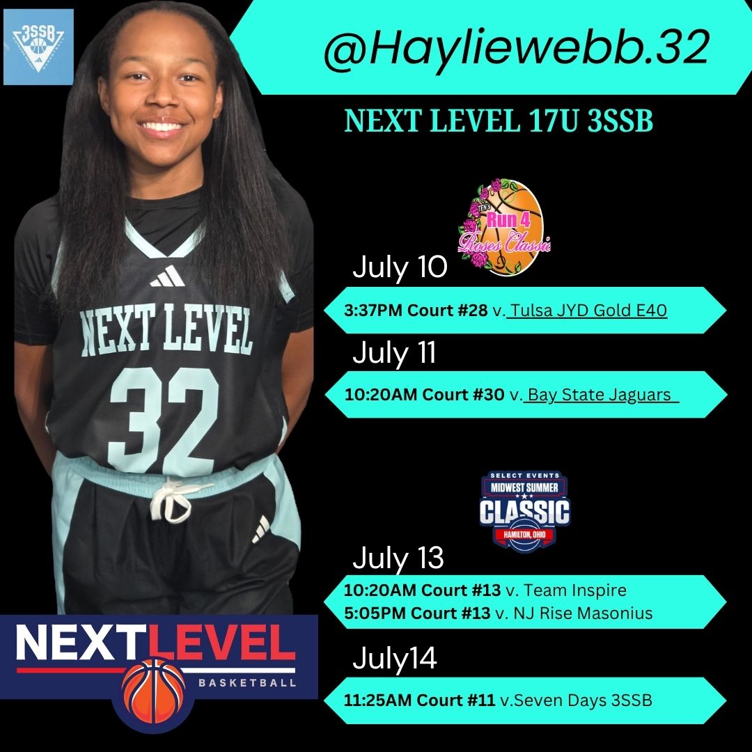 HaylieWebb.32 (@08hayliewebb) on Twitter photo I'm happy to be back at it with my Next Level 17U 3SSB team. Come check us out <a href="/TFNsRun4Roses/">TFN's Run 4 Roses</a> Classic & <a href="/SelectEventsBB/">Select Events Basketball</a> Midwest Summer Classic. <a href="/NextLevelNKY/">Next Level Girls Basketball</a> <a href="/PGHAkeem/">Akeem Webb</a> <a href="/alyxwhite_/">Alyx White</a> <a href="/SKLPBasketball/">Simon Kenton Lady Pioneers ๐</a> I'm happy to be back at it with my Next Level 17U 3SSB team. Come check us out <a href="/TFNsRun4Roses/">TFN's Run 4 Roses</a> Classic & <a href="/SelectEventsBB/">Select Events Basketball</a> Midwest Summer Classic. <a href="/NextLevelNKY/">Next Level Girls Basketball</a> <a href="/PGHAkeem/">Akeem Webb</a> <a href="/alyxwhite_/">Alyx White</a> <a href="/SKLPBasketball/">Simon Kenton Lady Pioneers ๐</a>