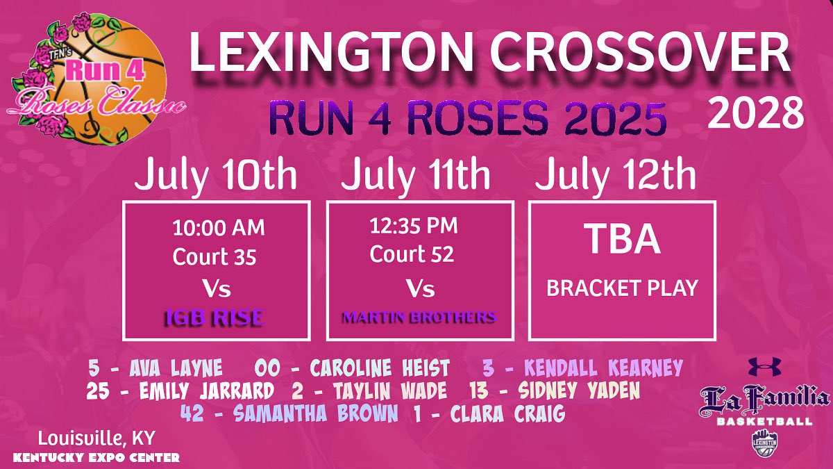 Good luck ladies!!
<a href="/alyxwhite_/">Alyx White</a> <a href="/vaughtsviews/">Vaughts' Views</a> <a href="/TFNsRun4Roses/">TFN's Run 4 Roses</a> <a href="/JBrandonhz/">Coach Brandon Hughes</a> <a href="/TA32ksu/">ProlificskillsTrainingTA</a> <a href="/MattJonesHoops/">Matt Jones</a>