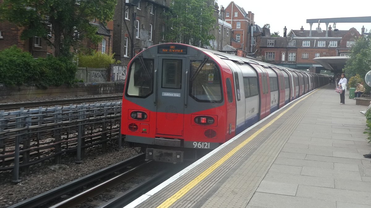 JRailVolunteer's tweet image. Jubilee Line 96 stock 96121 departs West Hampstead. Strangely enough they have also the TOPS number 499/3 even though they don't run on the network rail metals.