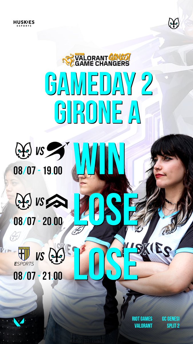 HUSKIES ESPORTS (@huskies_esports) on Twitter photo Only one win, but thatโs all we needed - PLAYOFFS SECURED!๐ฅ
Next: We face the 2nd seed from Group B.
Weโll be stronger, weโll be better #GoHuskies ๐บ๐
<a href="/king___esport/">King Esport</a> <a href="/itVALORANT/">VALORANT - Italia</a>
#GameChangersItaly #Genesi #Valorant #Esports Only one win, but thatโs all we needed - PLAYOFFS SECURED!๐ฅ
Next: We face the 2nd seed from Group B.
Weโll be stronger, weโll be better #GoHuskies ๐บ๐
<a href="/king___esport/">King Esport</a> <a href="/itVALORANT/">VALORANT - Italia</a>
#GameChangersItaly #Genesi #Valorant #Esports