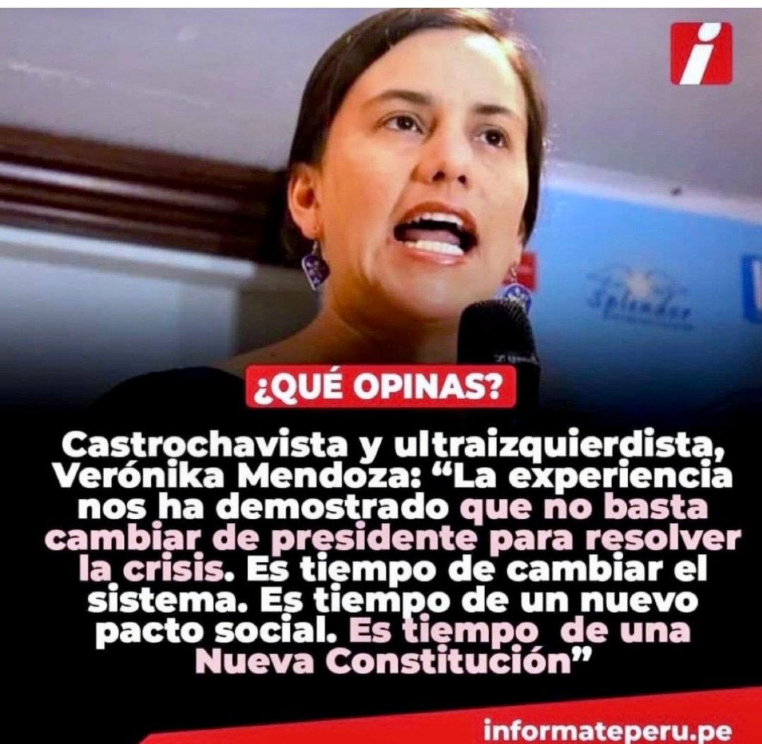 Quisiste cambiar el sistema, incluso cambiar la constitución cuando hiciste campaña por Castillo, y mira la cagada que resultó el "no más pobres en un país rico". Termino con el presidente preso y la mujer exiliada.
No molestes, Veronika.