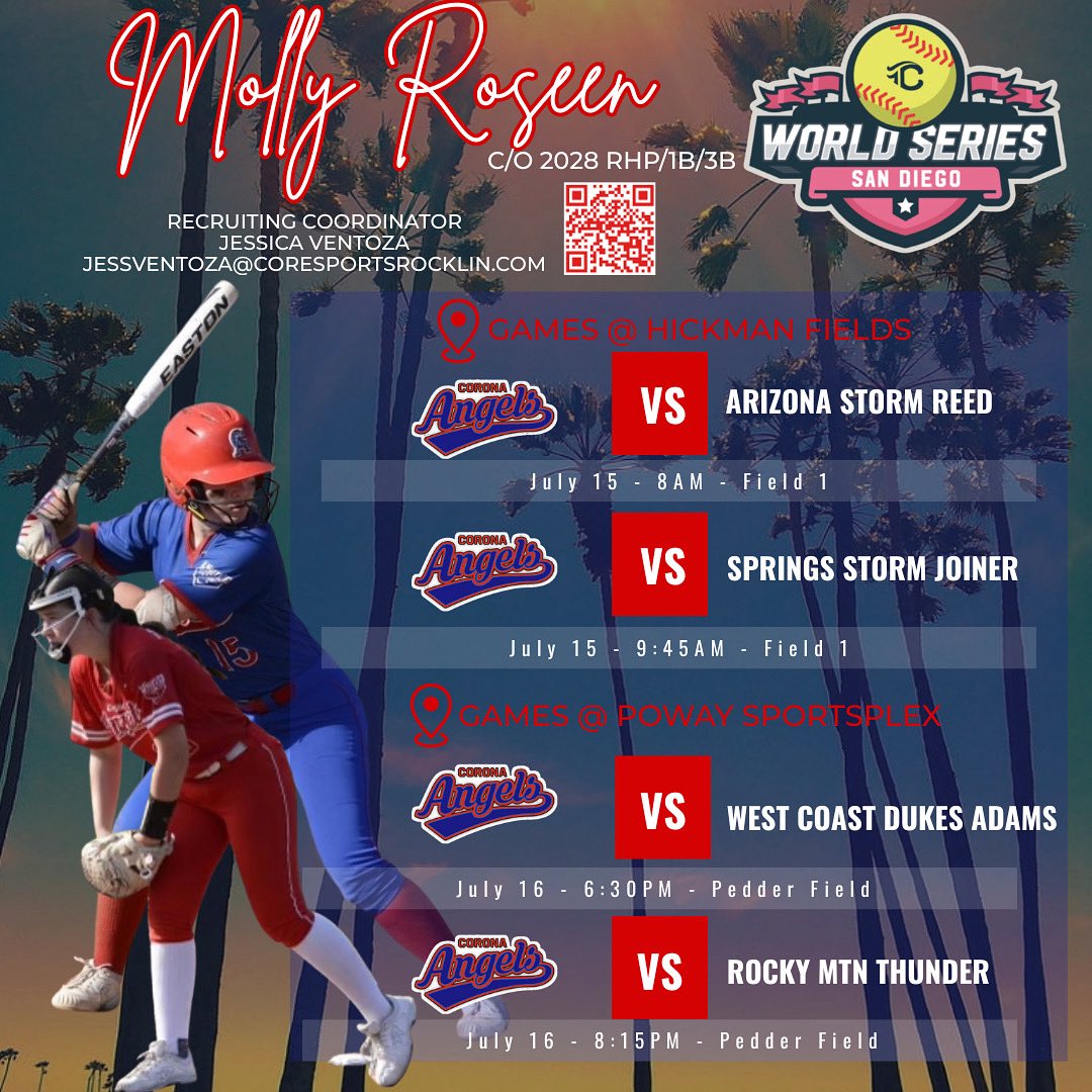 Molly Roseen (@mollyroseen_28) on Twitter photo Iβm so excited to compete at the TCS World Series in San Diego this weekend! LETβS GOO!
<a href="/CASnobarAtlee28/">Corona Angels Snobar / Atlee 2028</a>
<a href="/tarynatlee_/">Taryn Atlee π΅π</a>
<a href="/JessicaVentoza/">Jessica Ventoza</a>
<a href="/ASUSoftball/">Sun Devil Softball</a> <a href="/hailey_decker_/">Hailey Decker</a> <a href="/coachcbartlett/">Megan C Bartlett</a> <a href="/Coach_JBloomer/">Coach Josh Bloomer</a> <a href="/JMan4514/">J Manley</a> <a href="/Utah_Softball/">Utah Softball</a> <a href="/kaija_gibson/">Kaija Gibson</a> <a href="/Courtmartinez9/">Courtney Martinez</a> <a href="/paigeparker008/">Paige Parker</a> Iβm so excited to compete at the TCS World Series in San Diego this weekend! LETβS GOO!
<a href="/CASnobarAtlee28/">Corona Angels Snobar / Atlee 2028</a>
<a href="/tarynatlee_/">Taryn Atlee π΅π</a>
<a href="/JessicaVentoza/">Jessica Ventoza</a>
<a href="/ASUSoftball/">Sun Devil Softball</a> <a href="/hailey_decker_/">Hailey Decker</a> <a href="/coachcbartlett/">Megan C Bartlett</a> <a href="/Coach_JBloomer/">Coach Josh Bloomer</a> <a href="/JMan4514/">J Manley</a> <a href="/Utah_Softball/">Utah Softball</a> <a href="/kaija_gibson/">Kaija Gibson</a> <a href="/Courtmartinez9/">Courtney Martinez</a> <a href="/paigeparker008/">Paige Parker</a>