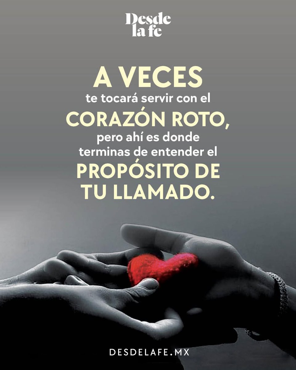 Todo lo que ocurre en nuestra vida tiene un propósito, incluso aquello que nos ha hecho daño. ¡Aunque no lo creas! 💔

Y debes saber que, Dios siempre te dará sus fuerzas para encontrar la cura a tus heridas. ❤️‍🩹

Confía en su amor, síguelo y verás que la herida sanará. ❤️
