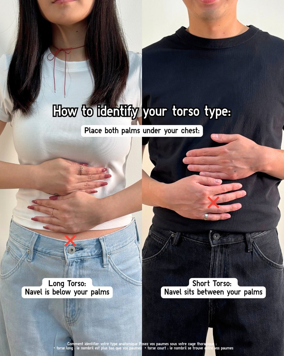 Uniqlo_Canada's tweet image. Swipe to find out if you have a long or short torso — and how to style it right! 

—

Faites glisser pour découvrir si votre torse est plutôt long, ou plutôt court, et comment adapter vos choix!

#UniqloTShirt #DenimStyle #StyleTips #UniqloCanada