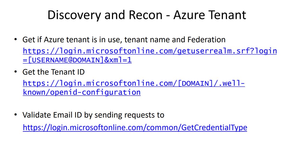 emnaruto07's tweet photo. This is the endpoints to enumerate azure tenant,
Azure Tenant ID and to validate the email id's. https://t.co/KUpPasGAGn