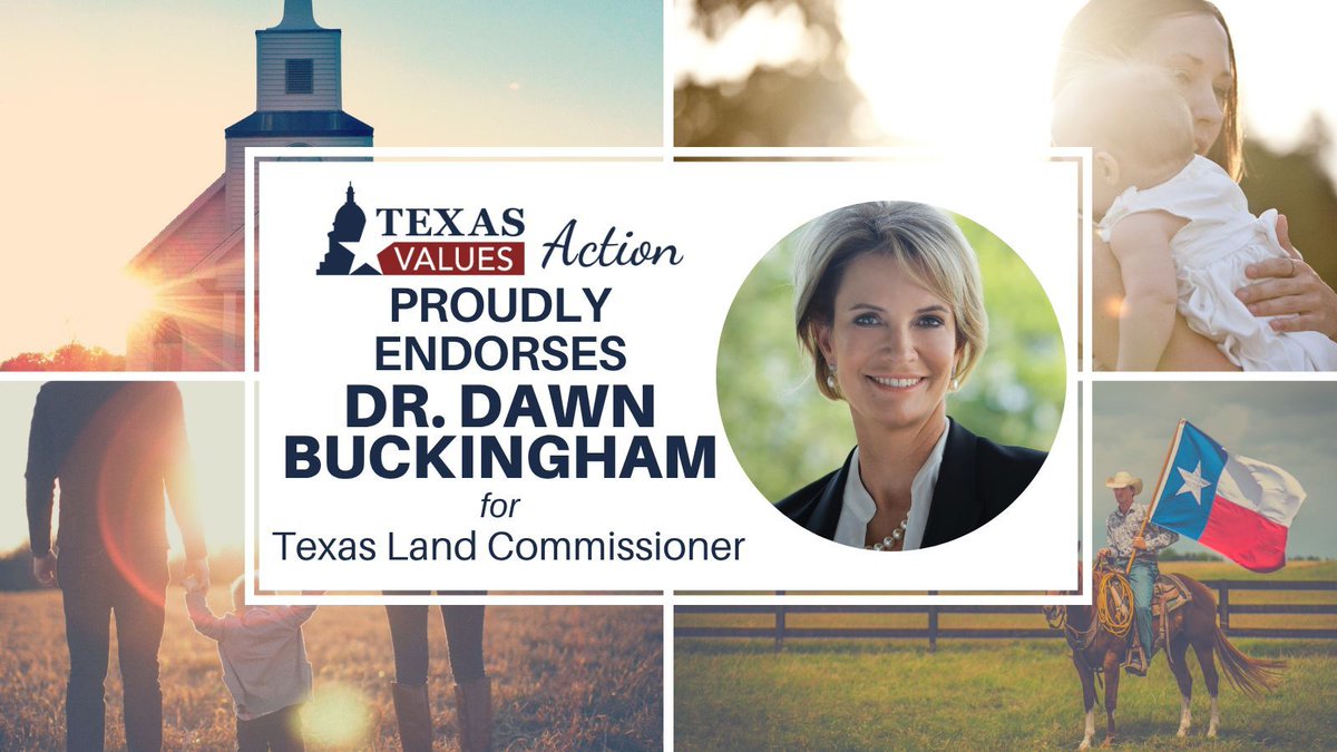 TxValuesAction's tweet image. Texas Values Action is excited to endorse Texas Land Commissioner @DrBuckinghamTX for re-election. She is a confident voice for faith, family, and freedom in Texas.
For all other races, visit buff.ly/2TCe7Cb to learn more about the candidates using the most comprehensive…