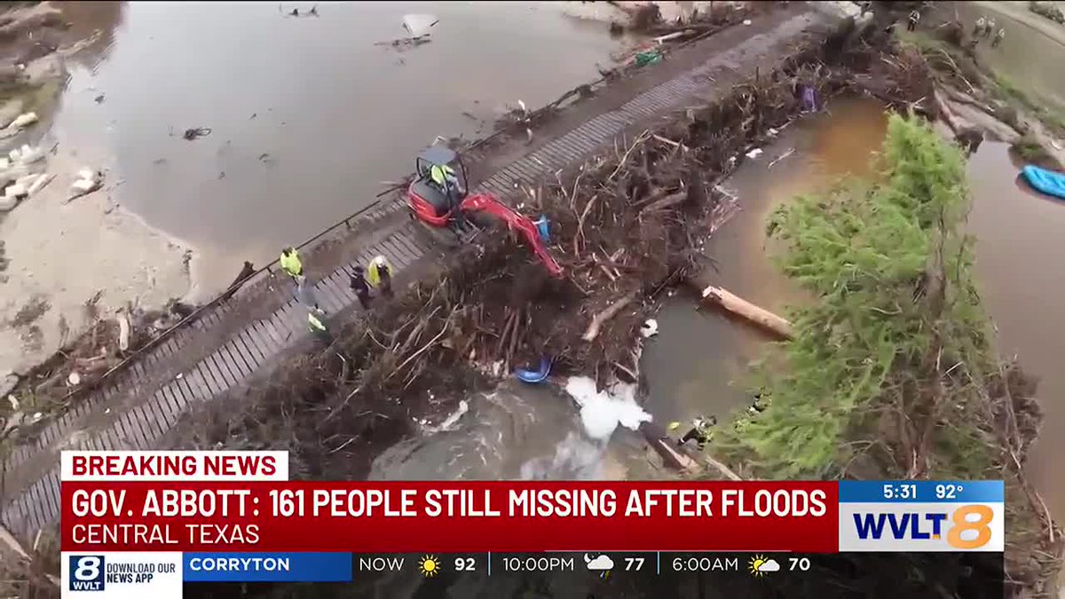 161 people still missing from the Texas floods 4 days later. 🙏