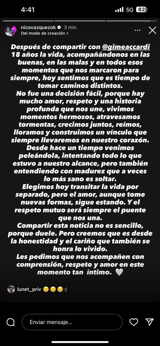 geminiandiary's tweet photo. Me estas jodiendo??? Como que Nico Vasquez y Gime Accardi TERMINARON??? QUE https://t.co/iDmhE90WbI