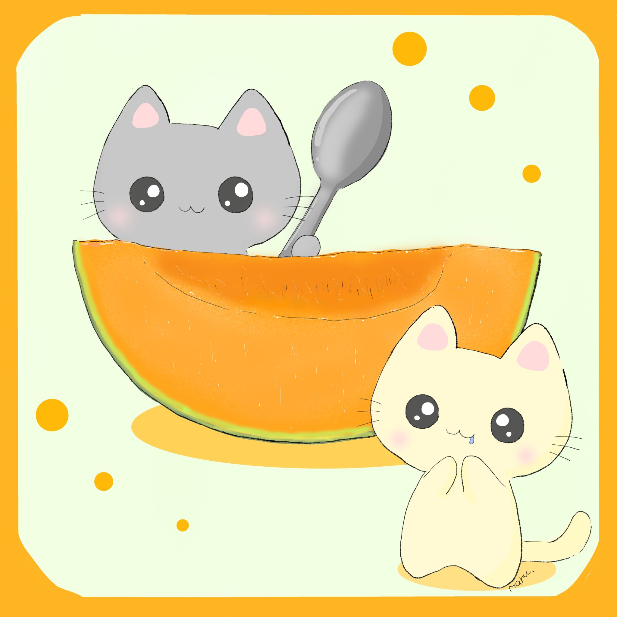 メロンパンダ出品　猫　絵 まるねこ🐈 on X: 