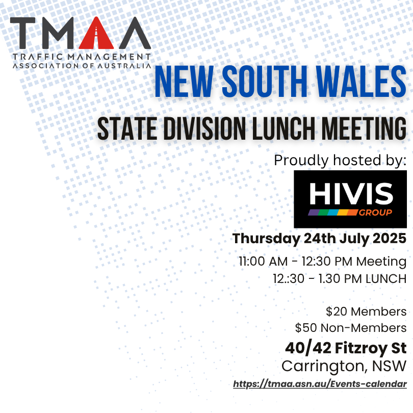 🚧 𝗝𝗼𝗶𝗻 𝘂𝘀 𝗳𝗼𝗿 𝘁𝗵𝗲 𝗡𝗦𝗪 𝗦𝘁𝗮𝘁𝗲 𝗗𝗶𝘃𝗶𝘀𝗶𝗼𝗻 𝗠𝗲𝗲𝘁𝗶𝗻𝗴 𝗮𝗻𝗱 𝗟𝘂𝗻𝗰𝗵: 𝟮𝟰𝘁𝗵 𝗝𝘂𝗹𝘆 𝗮𝘁 𝗛𝗜𝗩𝗜𝗦 𝗚𝗿𝗼𝘂𝗽, 𝗖𝗮𝗿𝗿𝗶𝗻𝗴𝘁𝗼𝗻

👉 Register here: tmaa.asn.au/Events-calendar

We hope to see you there!