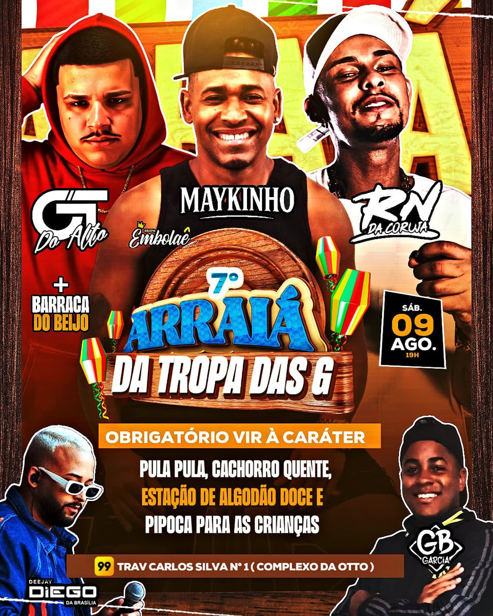 VÃO FICAR DE FORA DESSA? VEM AI O MELHOR ARRAIÁ DA REGIÃO 🥳🔥💃🏽🕺🏾🥰

TODOS SÃO BEM VINDOS, VENHAM SE DIVERTIR COM CONOSCO 🫵🏿🥳👏🏾👨🏾‍🌾