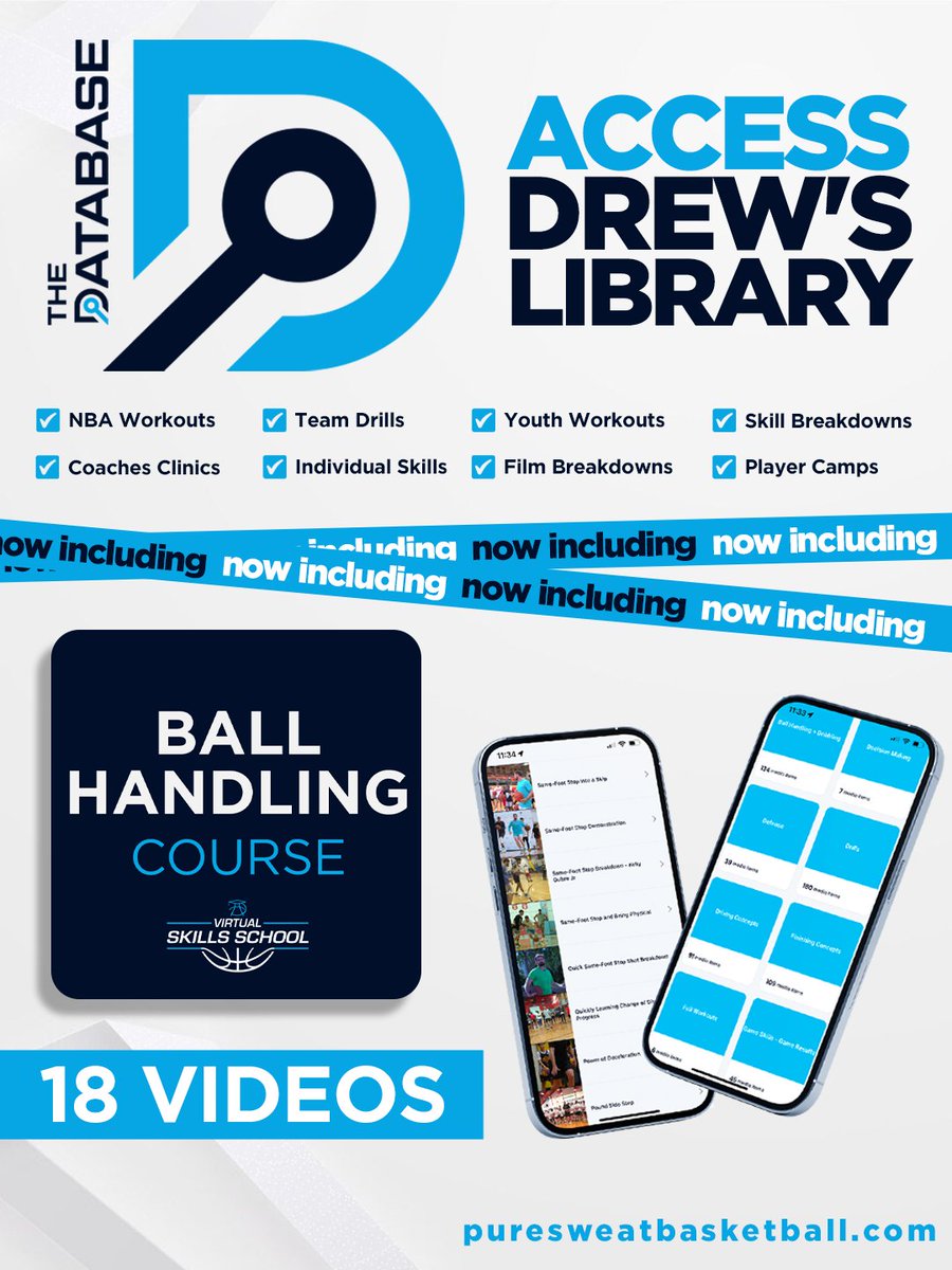 PureSweat's tweet image. 🔥 JUST DROPPED in The Database 🔥
The Ball Handling Course is now LIVE in The Database! 🏀💻
Whether you're tightening your handle, creating space, or breaking ankles — this course is a must.
📲 Log in now and start leveling up.