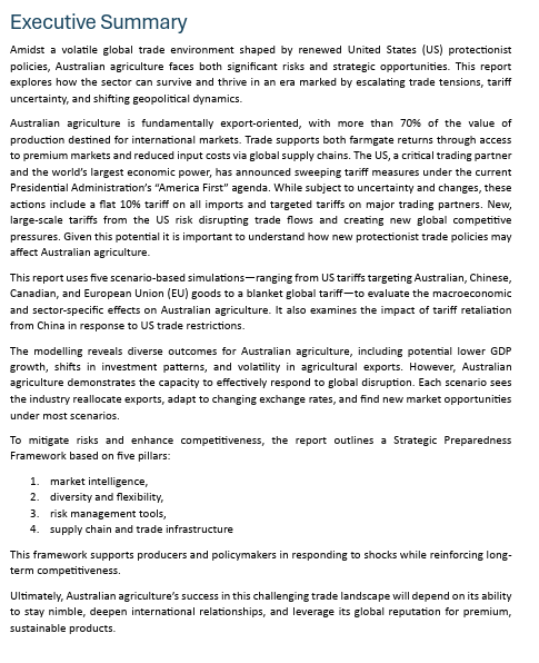 GGA_WA's tweet photo. 🎤Simon Vincent ~ AgriFutures Australia will co-present with Katie McRobert ~ Australian Farm Institute, at GGA #Forum25 on the impacts of US trade tariffs 🌏"Navigating the New World Order: Australian Agriculture's Place in Global Trade Wars" 

Tickets 🔗https://t.co/ckPdQtJxXC https://t.co/eeQO1Y3xAe