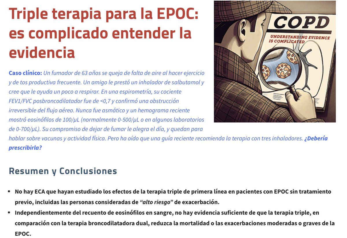 Drug_Evidence's tweet image. Therapeutics Letter 153: Triple terapia para la EPOC: es complicado entender la evidencia
ti.ubc.ca/es/2025/03/17/…
La evidencia actual no respalda la triple terapia como primera línea en pacientes con EPOC sin tratamiento previo
